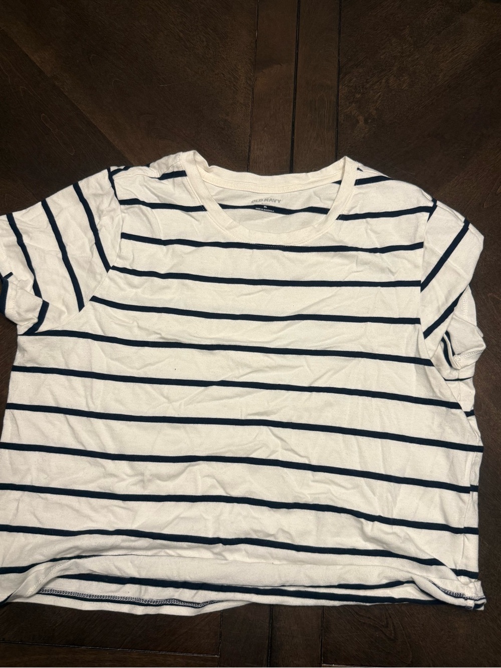 Old Navy White Tee with Navy Stripes - Women’s Short Sleeve